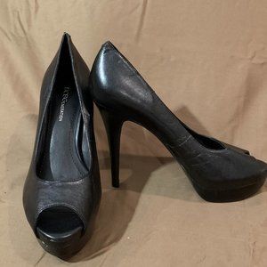 BCBGeneration Black Classic Open-toe Heels